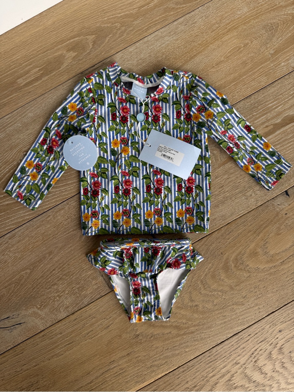 NWT Hill House Home The Tiny Ariel Rashguard Set Geranium Stripe | Sz 18-24M